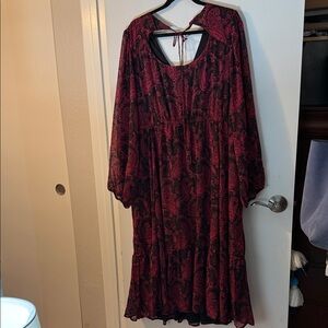Torrid Elegant Red and Black Long Sleeve Dress